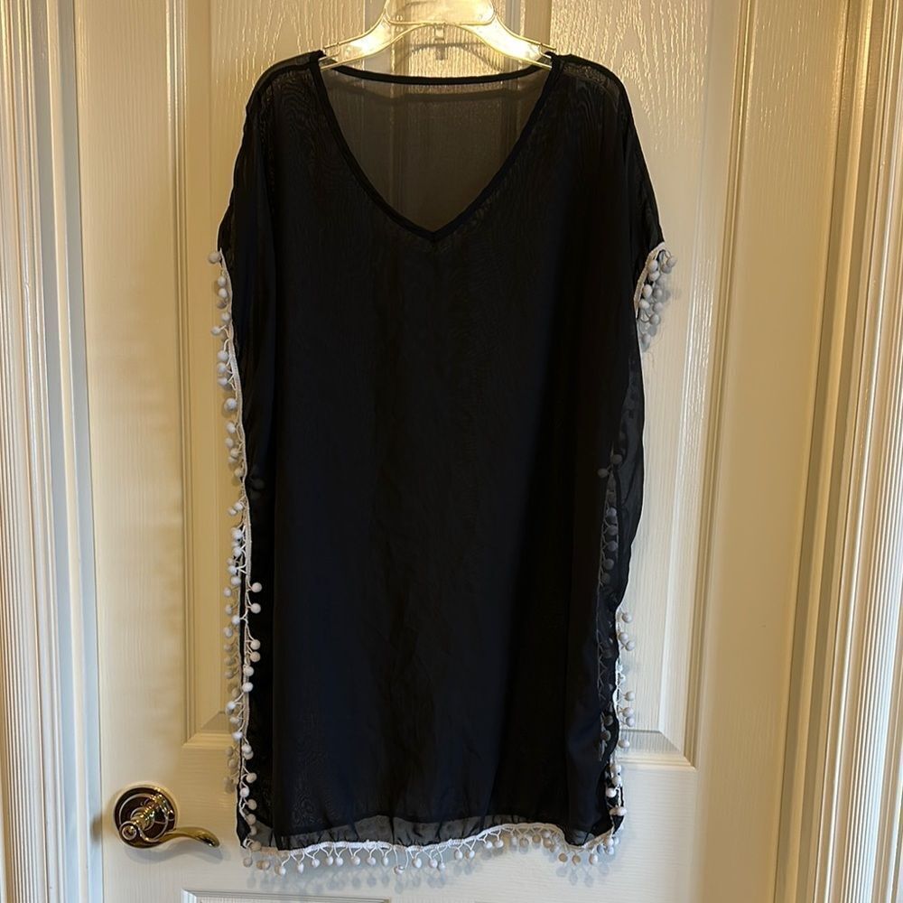 Black and White Textured Swim Coverup